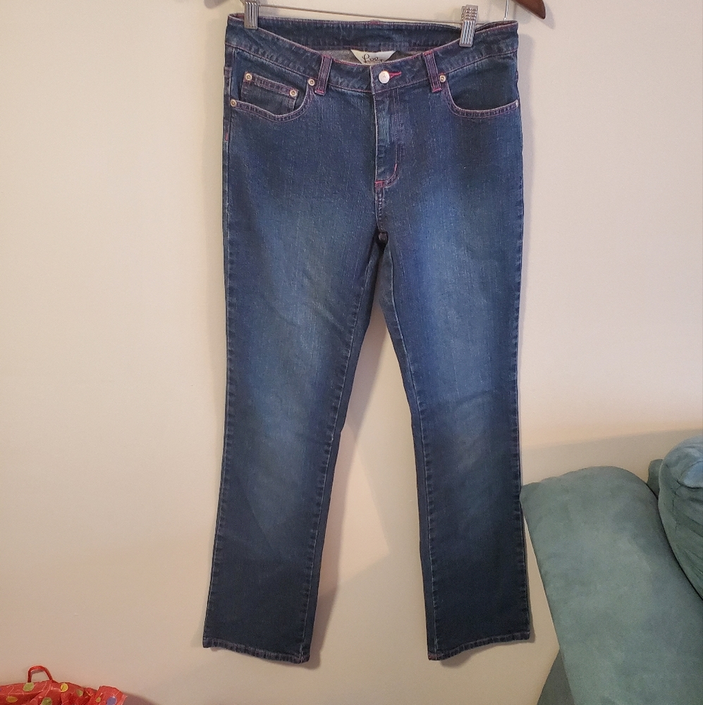 Lilly Pulitzer paisley pocket straight leg medium wash denim jeans size 4